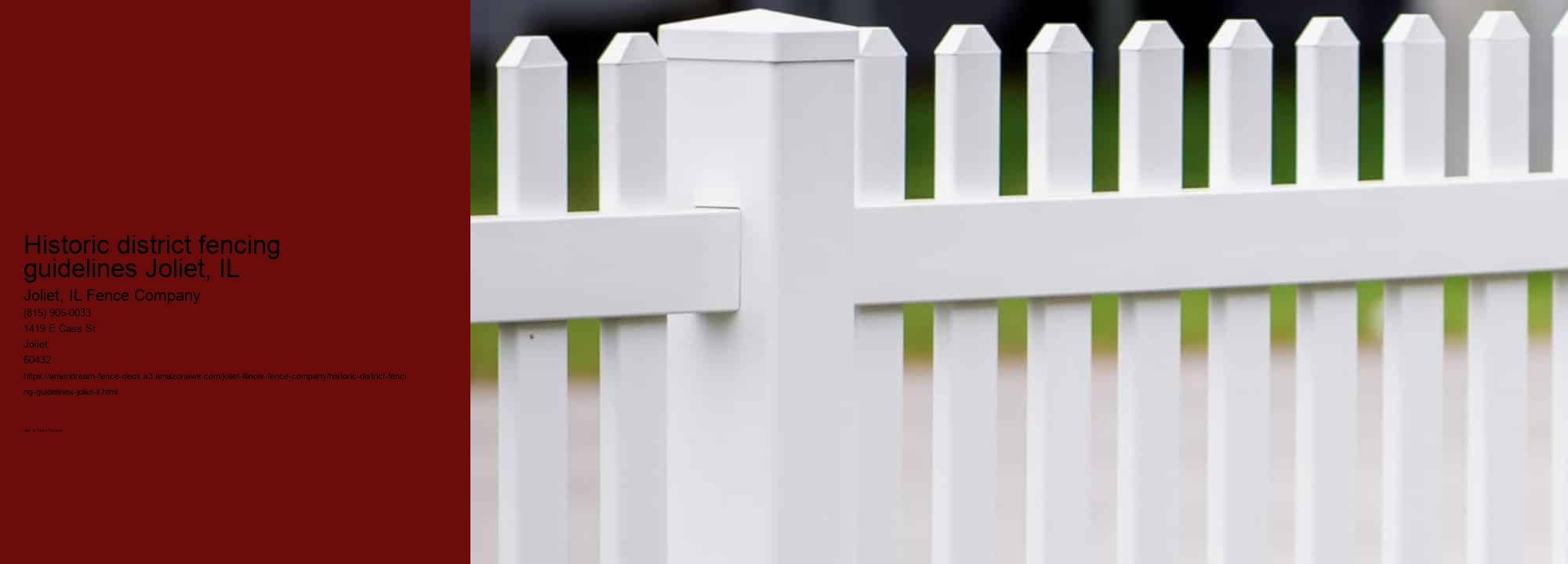 Historic district fencing guidelines Joliet, IL